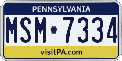 PA license plate MSM7334