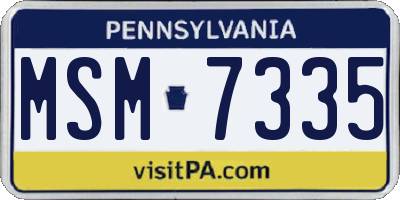 PA license plate MSM7335