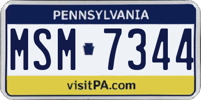 PA license plate MSM7344