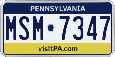 PA license plate MSM7347