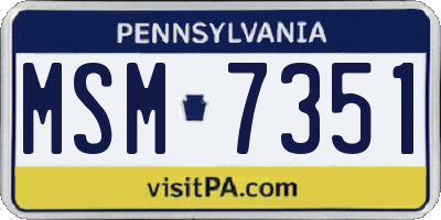 PA license plate MSM7351