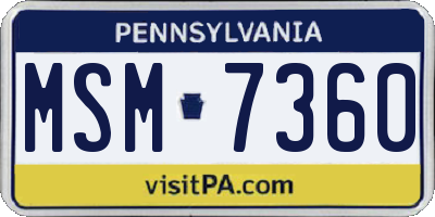 PA license plate MSM7360