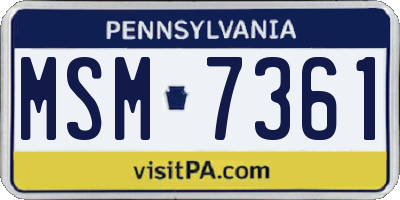 PA license plate MSM7361