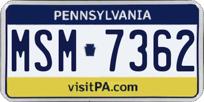 PA license plate MSM7362