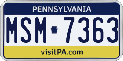 PA license plate MSM7363