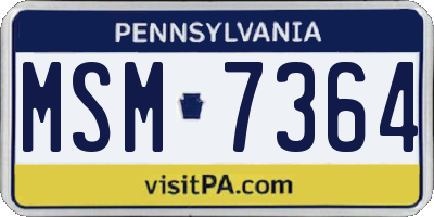 PA license plate MSM7364