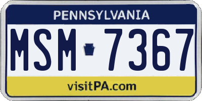 PA license plate MSM7367