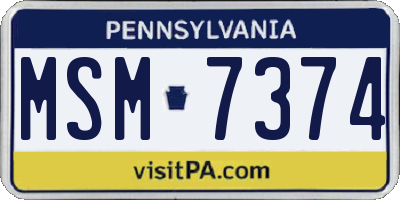 PA license plate MSM7374