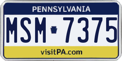 PA license plate MSM7375