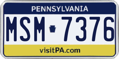 PA license plate MSM7376