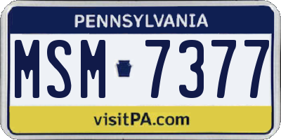 PA license plate MSM7377