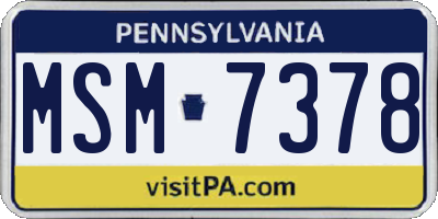 PA license plate MSM7378