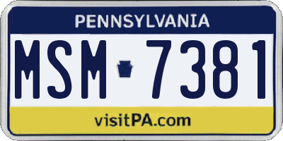 PA license plate MSM7381