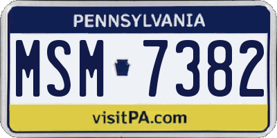 PA license plate MSM7382