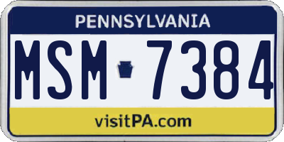 PA license plate MSM7384