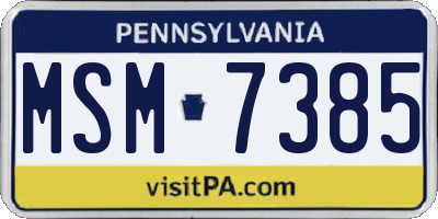 PA license plate MSM7385