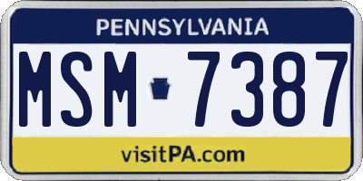 PA license plate MSM7387