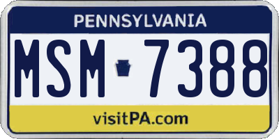 PA license plate MSM7388
