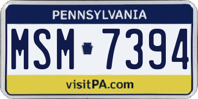 PA license plate MSM7394