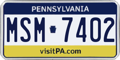 PA license plate MSM7402
