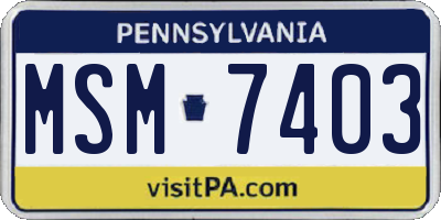 PA license plate MSM7403