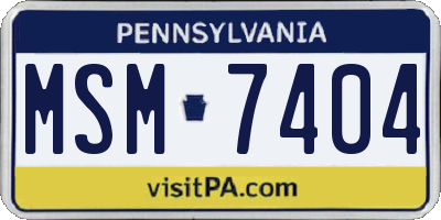 PA license plate MSM7404