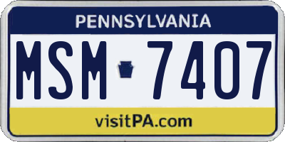PA license plate MSM7407