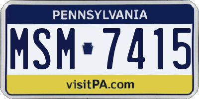 PA license plate MSM7415