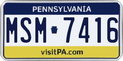 PA license plate MSM7416