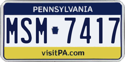 PA license plate MSM7417