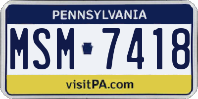 PA license plate MSM7418