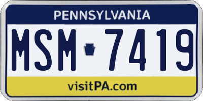 PA license plate MSM7419