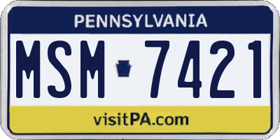 PA license plate MSM7421