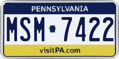 PA license plate MSM7422