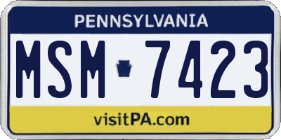 PA license plate MSM7423