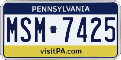 PA license plate MSM7425