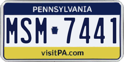 PA license plate MSM7441
