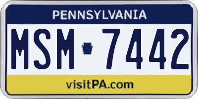 PA license plate MSM7442