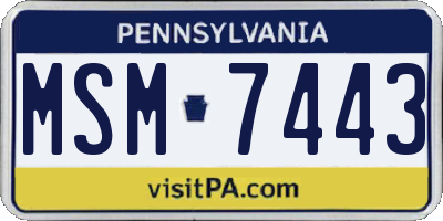 PA license plate MSM7443