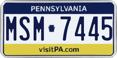 PA license plate MSM7445