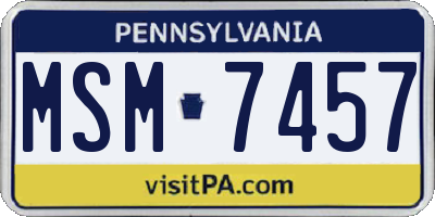 PA license plate MSM7457