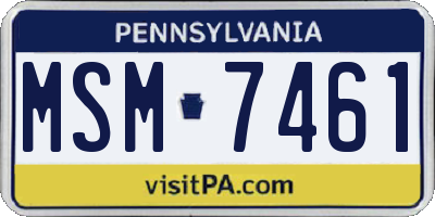 PA license plate MSM7461