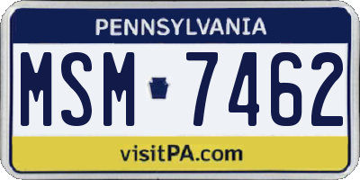 PA license plate MSM7462