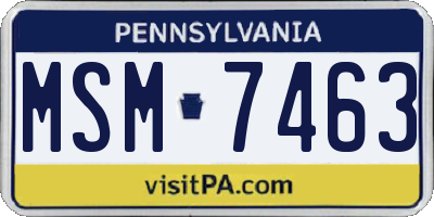 PA license plate MSM7463