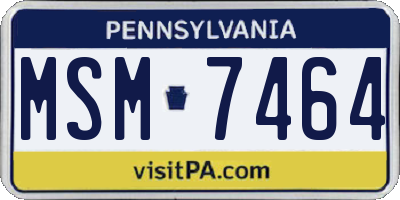 PA license plate MSM7464