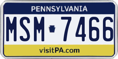 PA license plate MSM7466