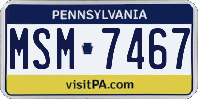 PA license plate MSM7467