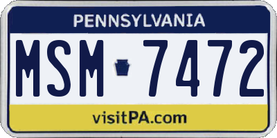 PA license plate MSM7472