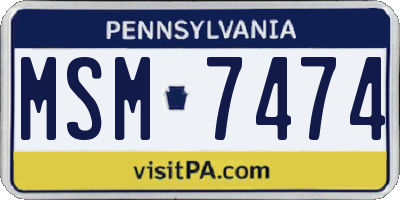 PA license plate MSM7474