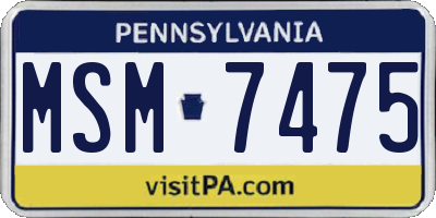 PA license plate MSM7475